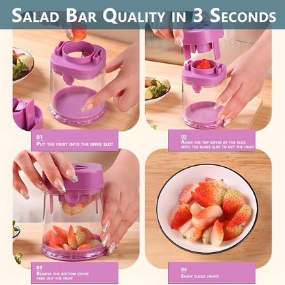 New Grape Cutter for Toddlers, Cutter Quarter Slicer Tool Into 4 Pieces for Slicing Grapes, Strawberries, Cherry, Tomatoes (Pink)
