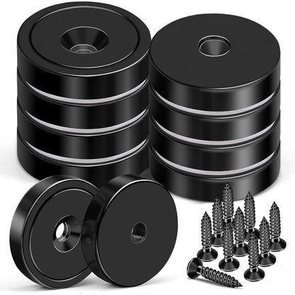 MIKEDE 12 Pack Neodymium Bar Magnets, 70LB Strong Rare Earth Mounting Magnet Heavy Duty, Rectangular Magnet with Countersunk Hole and Steel Capsule, Magnets Strips for Home, Garage - 2.36x0.53x0.2in
