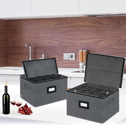 VERONLY 2 Pack Flatware Utensil Storage - Sturdy Silverware Storage Box with Dividers, 5 Compartment Flatware Storage Case with Handles and Removable Lid for Moving&Protected(Dark Gray)