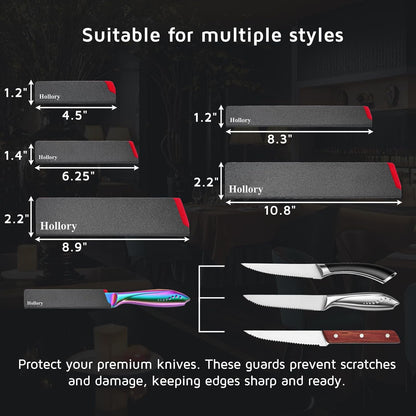 Kitchen Knife Guards Set, Universal Blade Covers, Abs Plastic BPA-Free Blade Protector with Velvet Lining, Professional Kitchen Knife Storage Solution for Home Cooks, Black (2 Pcs)