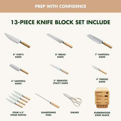 GreenPan Elite 8 Piece Steak Knife Set, Professional Stainless Steel Blades with Titanium Coating, Ultra-Sharp Dining Knives, Kitchen Cutlery, Ergonomic Wood Handles, Wooden Storage Box