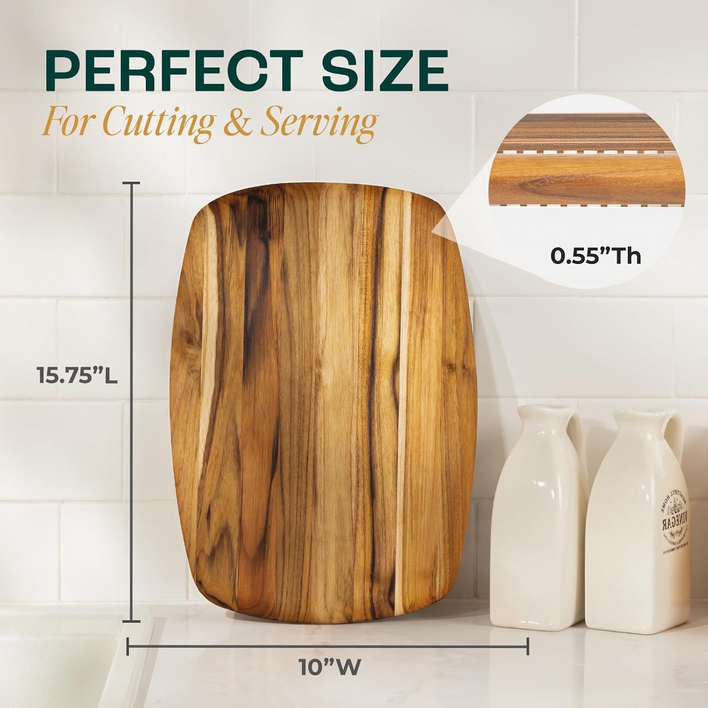 Yes4All Durable Acacia Cutting Boards for Kitchen, [17''Lx13''Wx1.5” Thick] Medium Edge Grain Cutting Board, Pre Oiled Wood Cutting Boards, Thick Chopping Board w/Juice Grooves and Easy Grip Handle