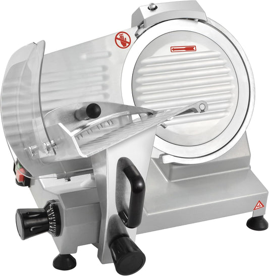OKF Meat Slicer, 10 Inch Commercial Meat Slicer, 240W Meat Slicer Machine, Heavy-Duty Slicer Machine, Premium Chromium-plated Steel Blade, Deli Slicer for Meat, Cheese, Semi-Frozen Foods