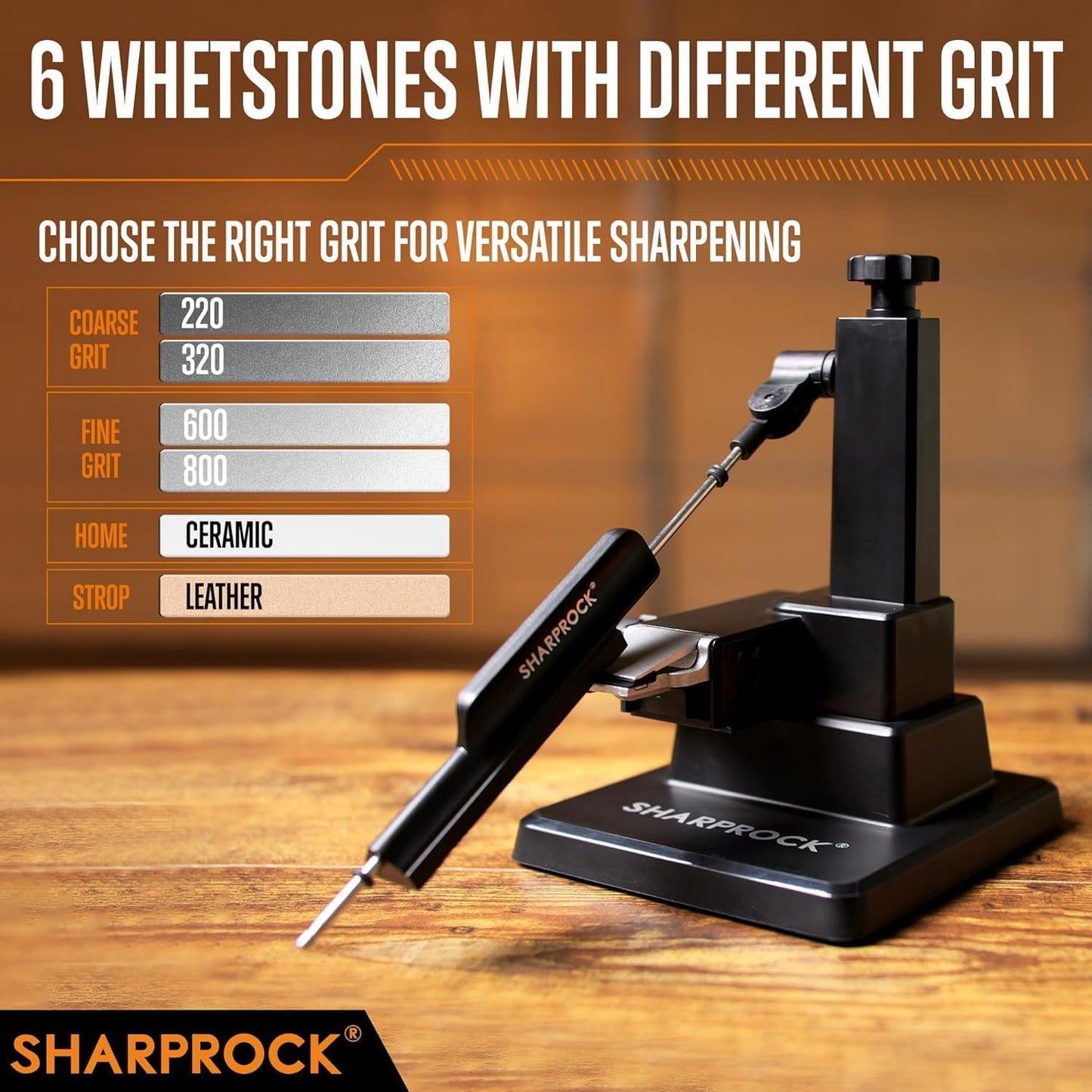 Knife Sharpener System with Precision Angle Adjustable - 7 Whetstones Tool with Ceramic and Diamond Knife Sharpening Kit | Professional Knife Sharpening Systems for Kitchen & Hunting