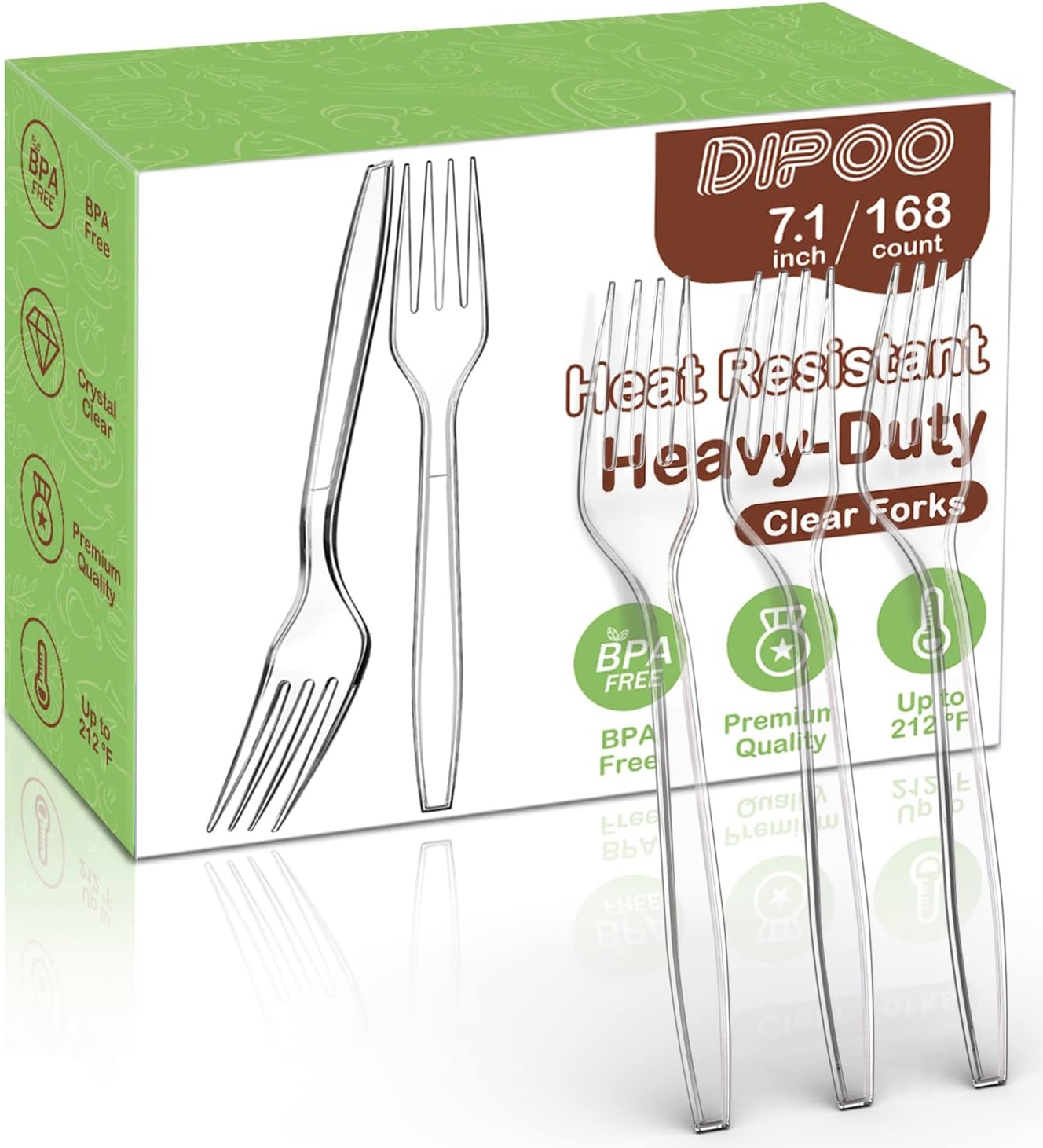 Dipoo 7.5" Clear Plastic Knives Heavy Duty Upgraded Heat Resistant & BPA Free, Solid and Durable Plastic Cutlery, Premium Disposable Knives, for Party Supply(84 Count)