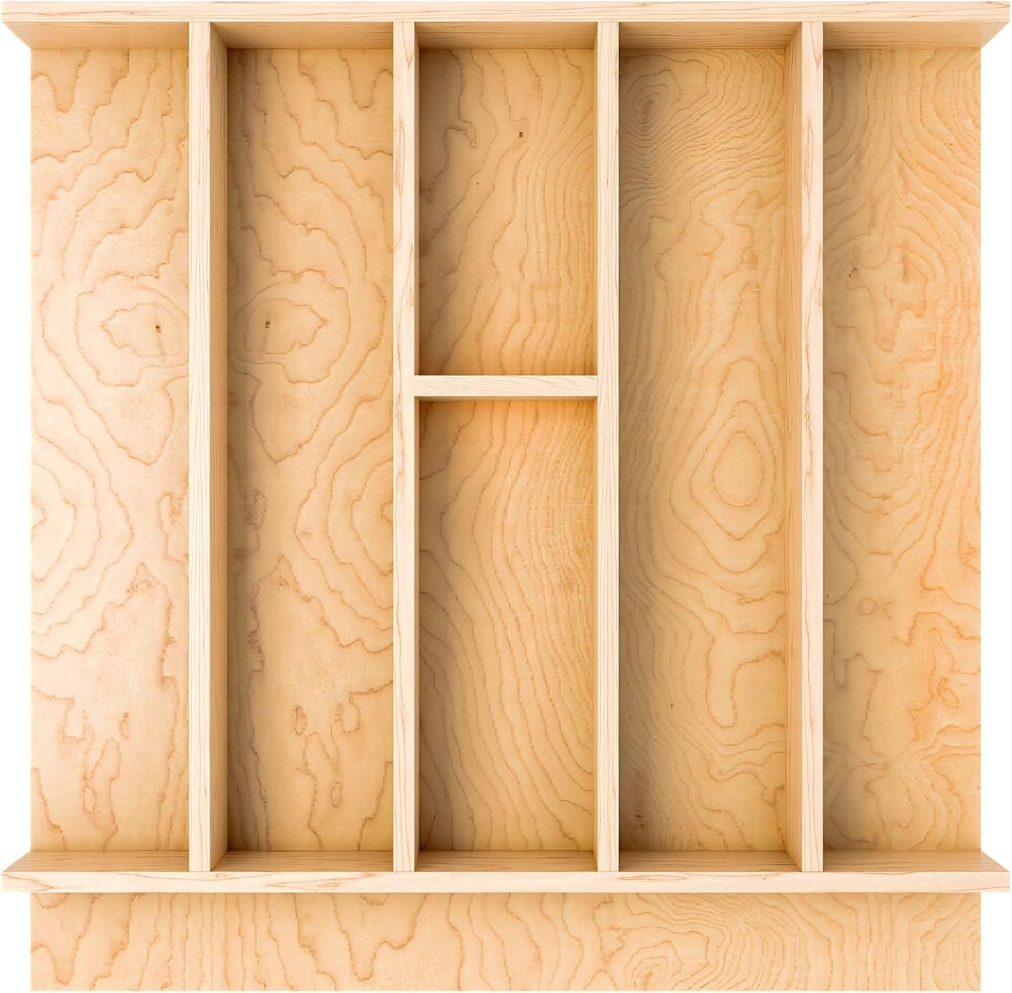 Rev-A-Shelf Natural Maple Right Size Utensil Insert Home Storage Kitchen Organizer 7 Compartment Drawer Accessory, 19-1/4" x 19-1/2", 4WUT-24SH-1