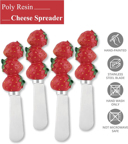 Supreme Housewares Pineapple Cheese Spreaders, Hand-Painted Resin Handles with Stainless Steel Blades for Spreading Cream Cheese, Butter, Jam, or Sandwich, Set of 4