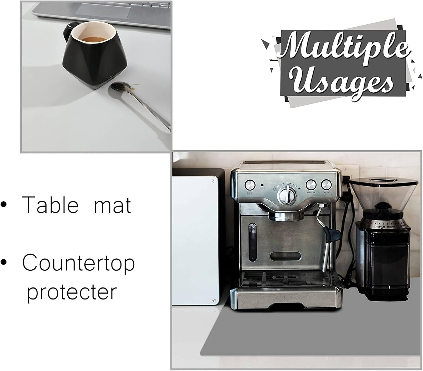 36.2" x 24" Extra Large Silicone Mat for Epoxy Resin, Nonstick Silicon Mats for Crafts Jewelry Casting, Non-Slip Kitchen Table Placemats for Countertop Protector Heat Resistant by Foepoge, Black