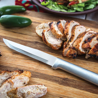 Rada Cutlery Stubby Butcher Knife (W206), 5.38" Stainless Steel Blade, Black Handle, Pack of 2