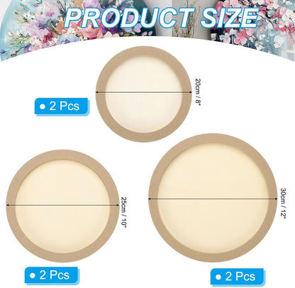 PATIKIL 8" Round Wood Canvas Panels, 6pcs Unfinished Wood Plaque Disc Circle Board for Craft Projects, Art Painting, Carving, Engraving, DIY
