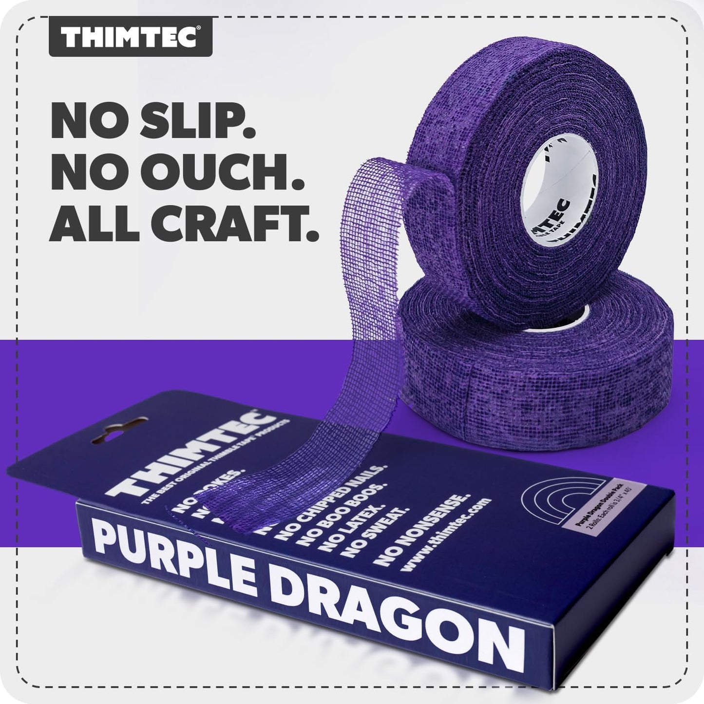 THIMTEC - The Original Thimble Tape for Hand Sewing - Fully Adjustable Nail & Finger Protector - A Smarter Alternative to Classic Knitting Thimbles - Caution Tape, 2-Pack