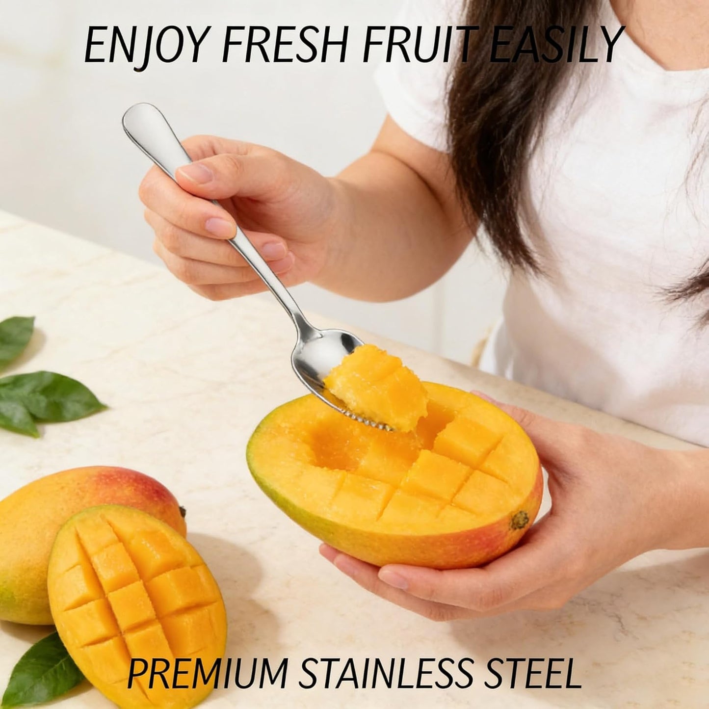 2 Pack Grapefruit Spoons Serrated Edge Stainless Steel, Polished Finish Dishwasher Safe Citrus Fruit Spoons for Grapefruit Orange Kiwi