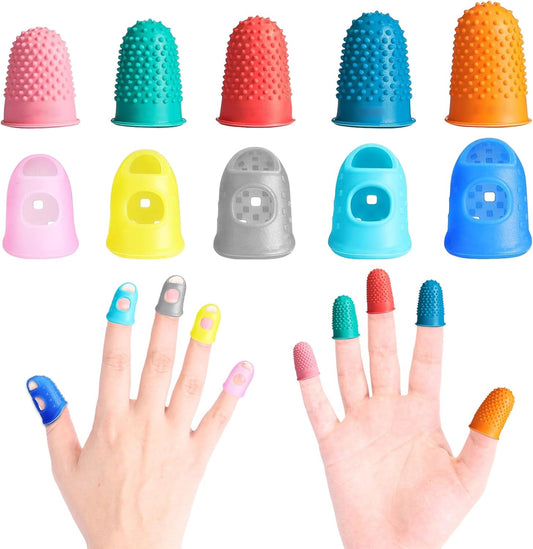 30 Pieces Rubber Thimble Finger Guards, Durable Silicone Finger Tips Protector for Sewing Quilting Knitting Embroidery Crafts Paperwork Carving