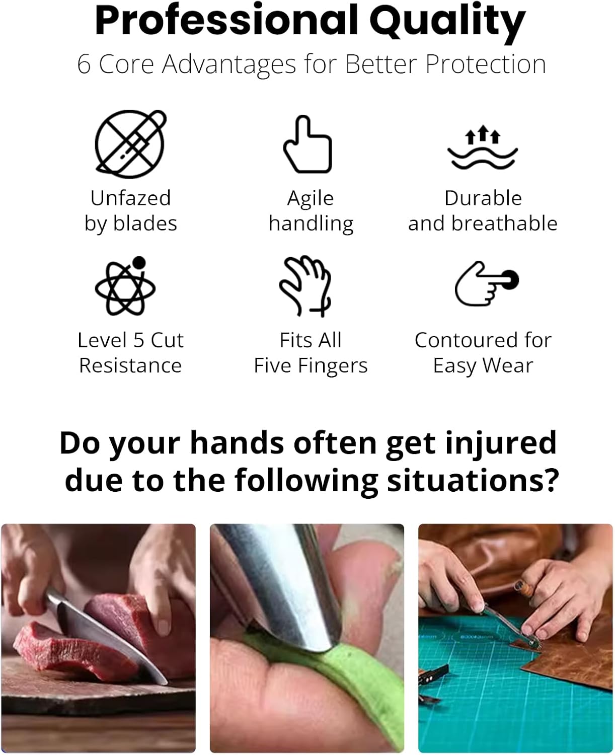 10 PCS Finger Cots Cut Resistant Protector, Finger Covers for Cuts, Cut Resistant Finger Protectors for Kitchen Work Sculpture Garden, Anti-Slip, Reusable