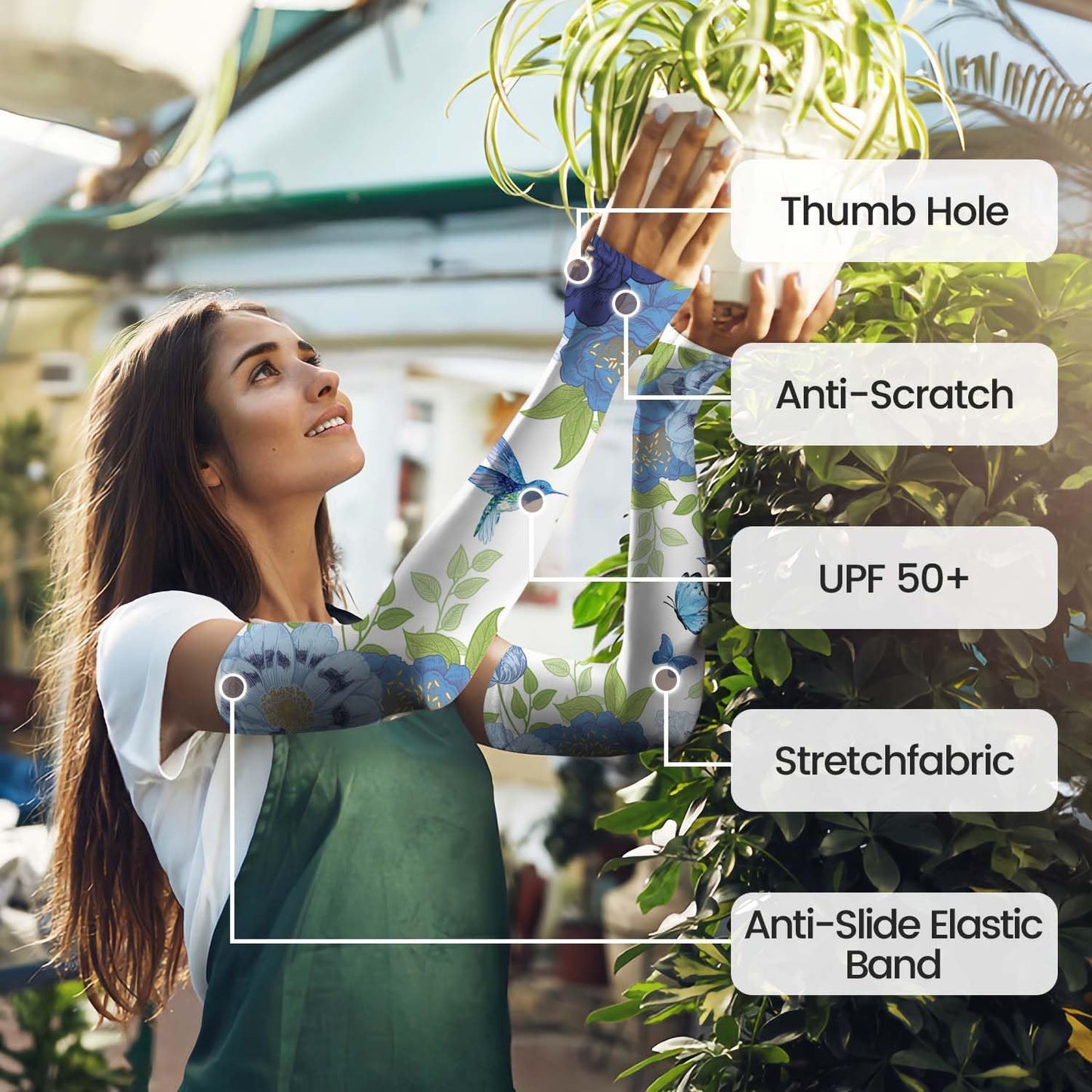 YPHCDO Gardening Sleeves Farm Sun Protection Arm Cooling Sleeves Thorn Proof Garden for Women Men with Thumb Hole