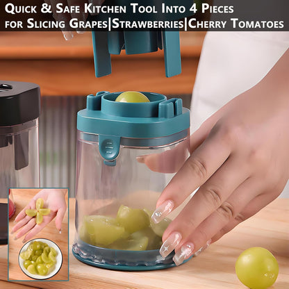 New Grape Cutter for Toddlers, Cutter Quarter Slicer Tool Into 4 Pieces for Slicing Grapes, Strawberries, Cherry, Tomatoes (Pink)