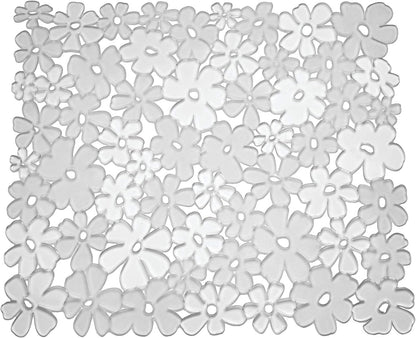 iDesign Blumz Floral BPA-Free Flexible PVC Plastic Large Sink Protector Mat - 16" x 12.5", Clear