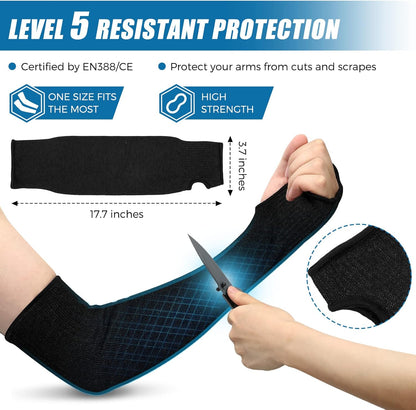 Geyoga 2 Pairs Arm Protection Sleeves Level 5 Cut Resistant, Forearm Protectors for Thin Skin and Bruising Men Women