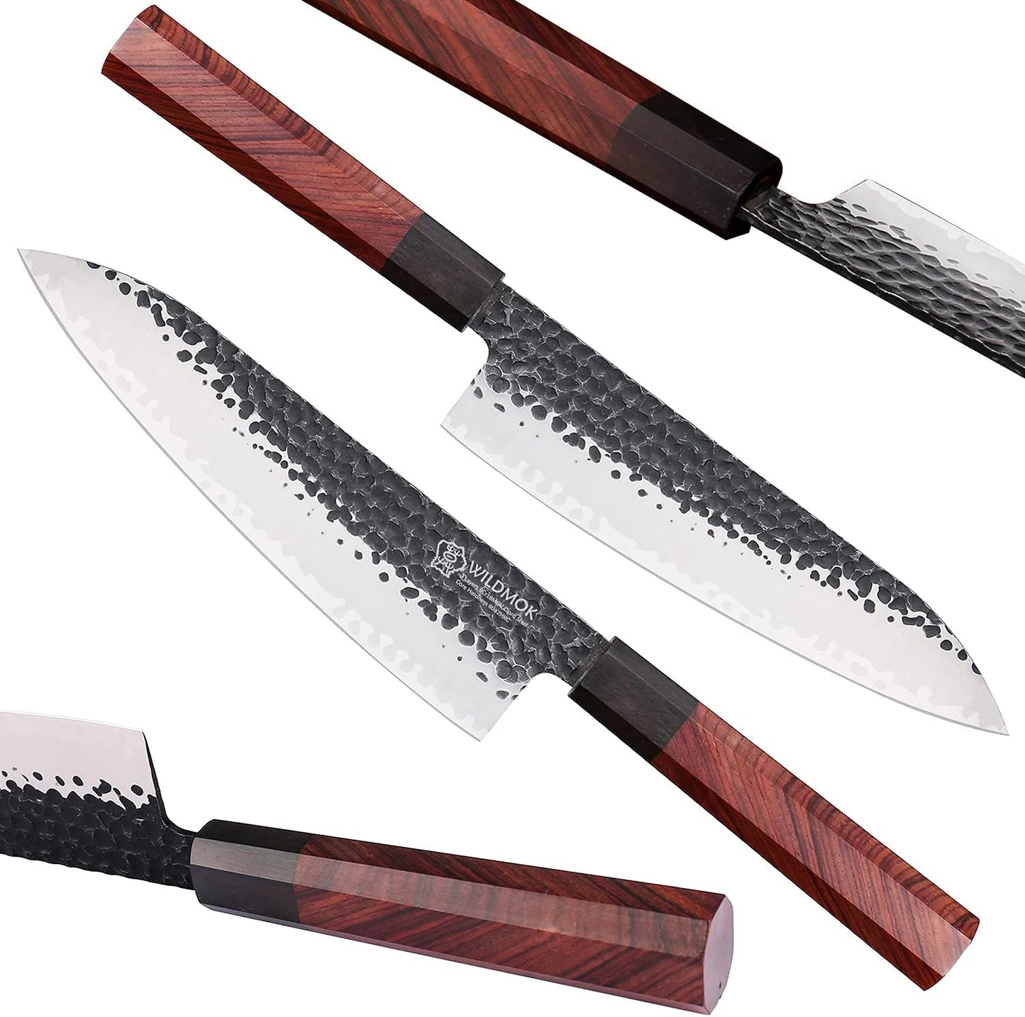 WILDMOK 8 Inch Chef Knife 3 Schichten 9CR18MOV CLAD STAEL, geschmiedetes Gyuto -Chef Knife mit achteckigem Griff