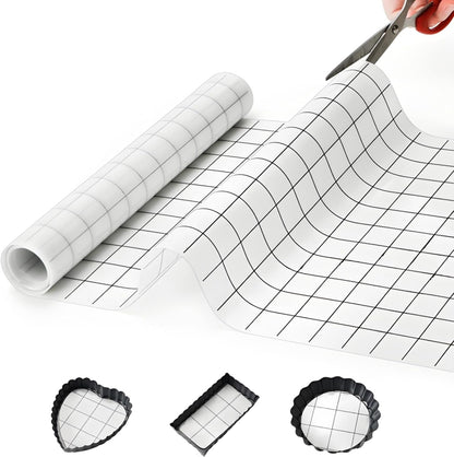 Covzoe 12 In x 8 FT Silicone Baking Mat Roll, Non-Stick Grid Pastry Mat Free Cutting, Heat Resistant Food Grade Counter Mat, Air Fryer Liner for Pizza, biscuit, Pie Crust
