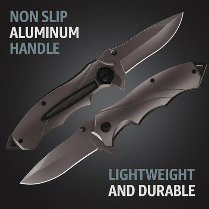 Pocket Knife for Men - Tactical Gear with Glass Breaker and Pocket Clip - Sharp Folding Knives for EDC, Outdoor Cooking, Cutting Cake - Kitchen Utensils & Gadgets - Gifts for Husband, Dad 6495 B