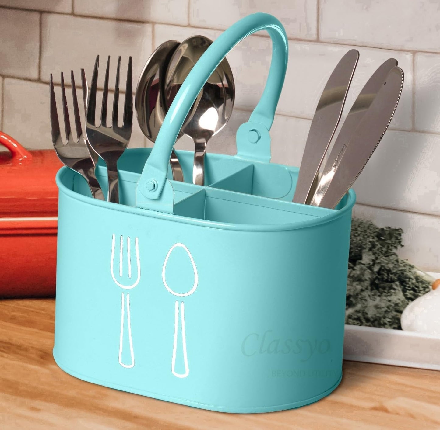 Silverware Holder for Countertop, Spoon Holder & Cutlery Organizer, Utensil Holder for Party, Flatware Caddy, Silverware Holder for Party (Ivory)