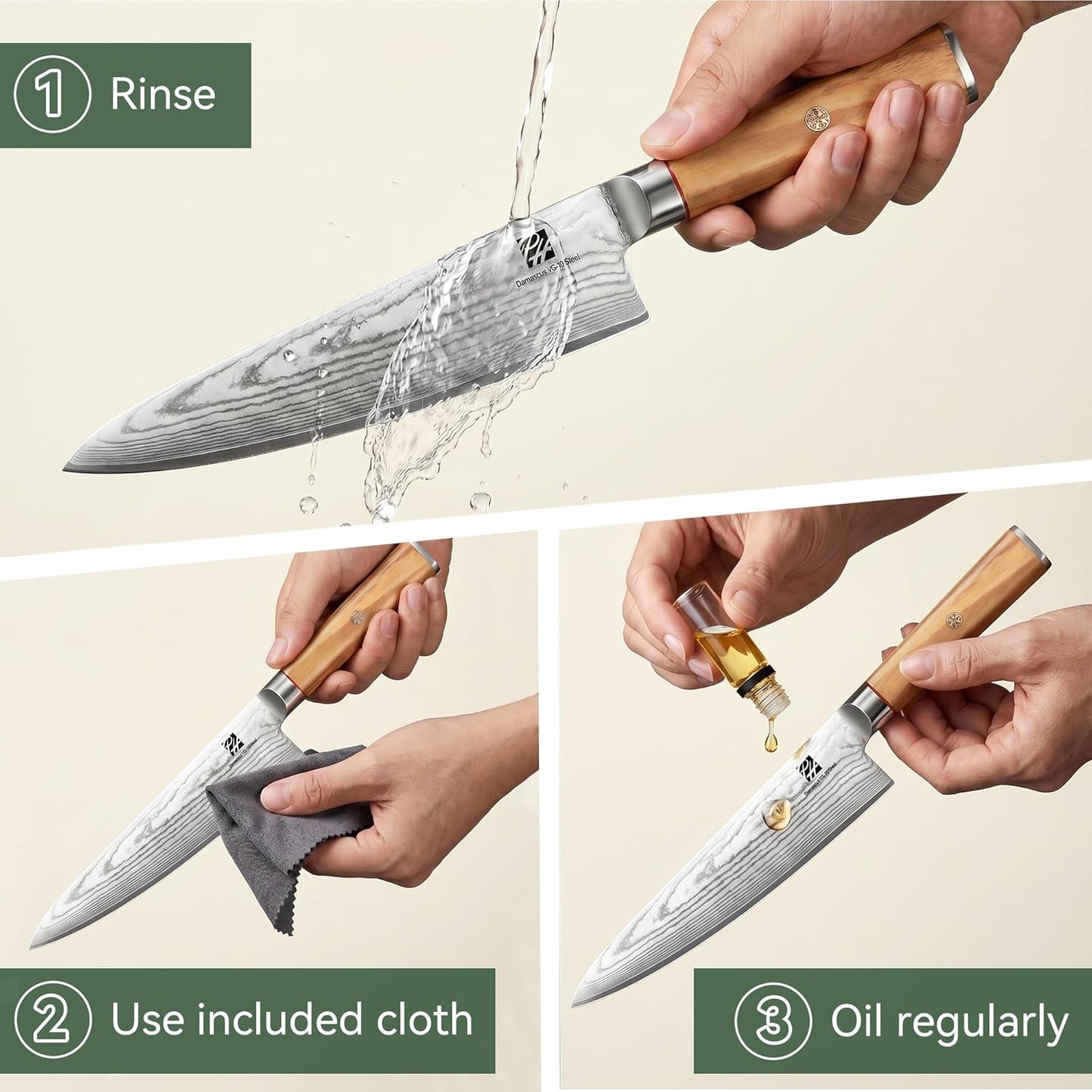 9 Inch Damascus Carving Knife - Brisket Knife 67 Layer VG-10 Steel Core with Olive Wood Handle, 62 HRC Precision Sharp Professional Kitchen Knife for Meat Slicing and BBQ, Gift Box Included