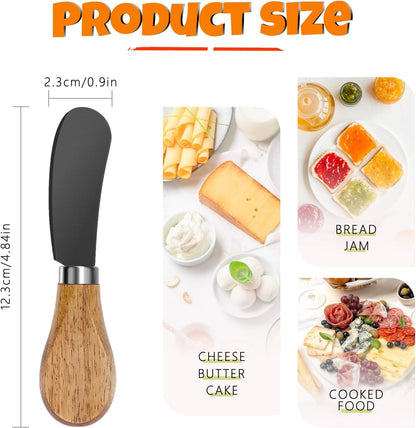 Butter Knife Spreader, Cheese Spreader Knives Set of 4, Stainless Steel Butter Knives with Acacia Wood Handle, Small Cheese Knives for Cold Butter, Soft Cheese Spreader, Jam, Charcuterie, Pastry