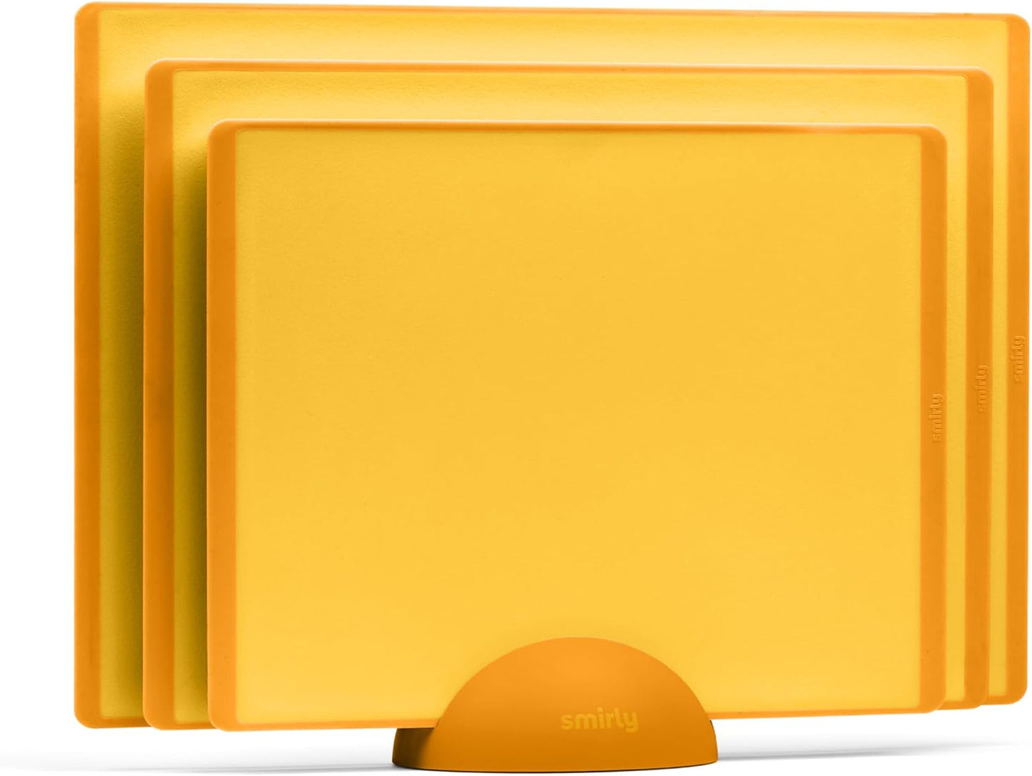 SMIRLY Plastic Cutting Board Set with Holder 3 Pieces, Non-Slip Dishwasher Safe Chopping Boards for Kitchen, Black & White
