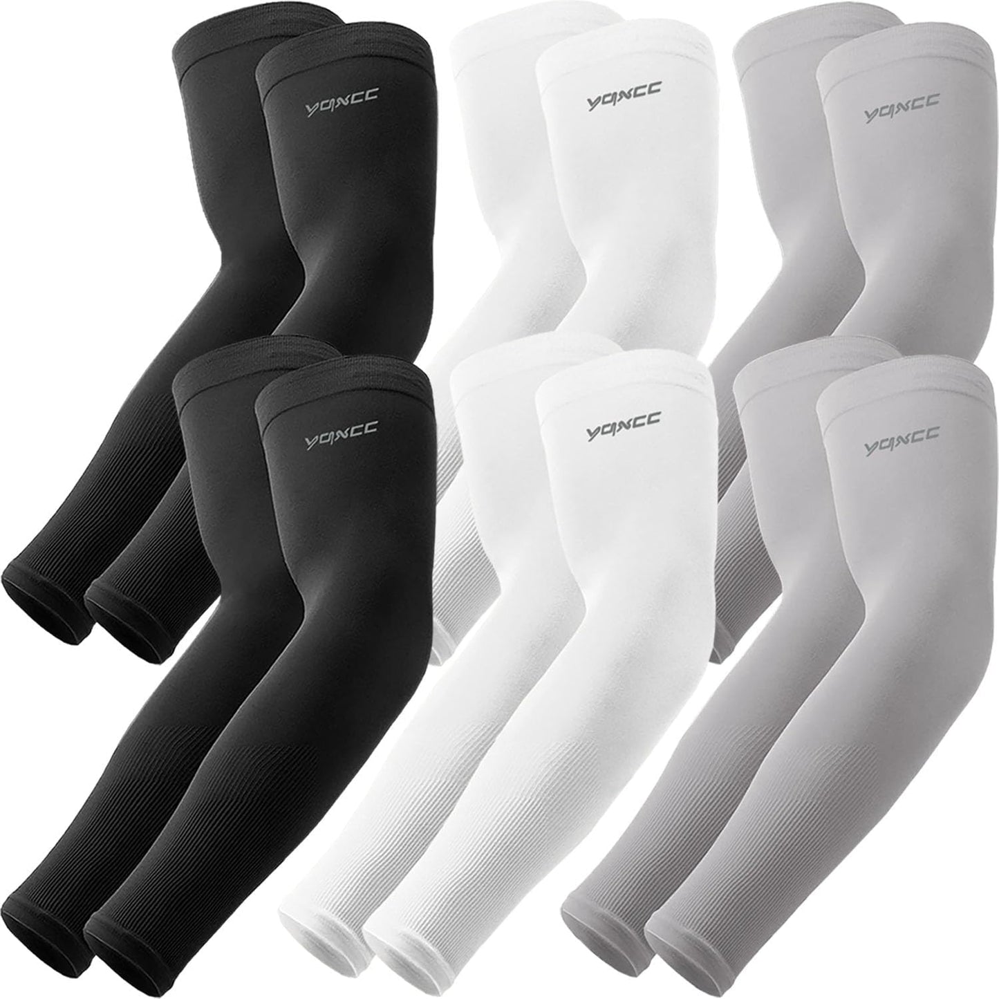 YQXCC 6 Pairs Arm Sleeves for Men Women | UPF 50 Cooling UV Sun Protection | Sports Compression Sleeves