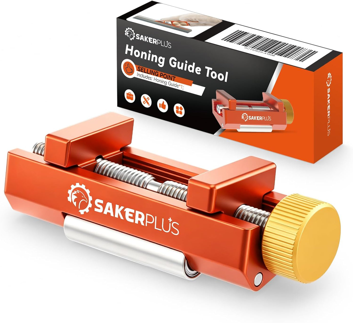 SakerPlus Honing Guide with Whetstone, Off-Center Sharpening Tool for Chisels and Planes, Width 0.2–2.55 Inches, Fine/Coarse Diamond Stone (Guide*1+Stone*1)