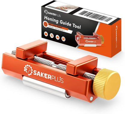 SakerPlus Honing Guide with Whetstone, Off-Center Sharpening Tool for Chisels and Planes, Width 0.2–2.55 Inches, Fine/Coarse Diamond Stone (Guide*1+Stone*1)