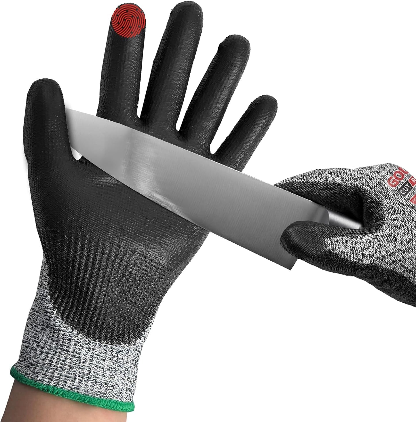 ANSI A9 Cut Resistant Gloves,Cut Resistant Work Gloves,Cut Proof Gloves Nitrile Coated For Metal Fabrication,Woodworking, Construction,Touch Screen,Large