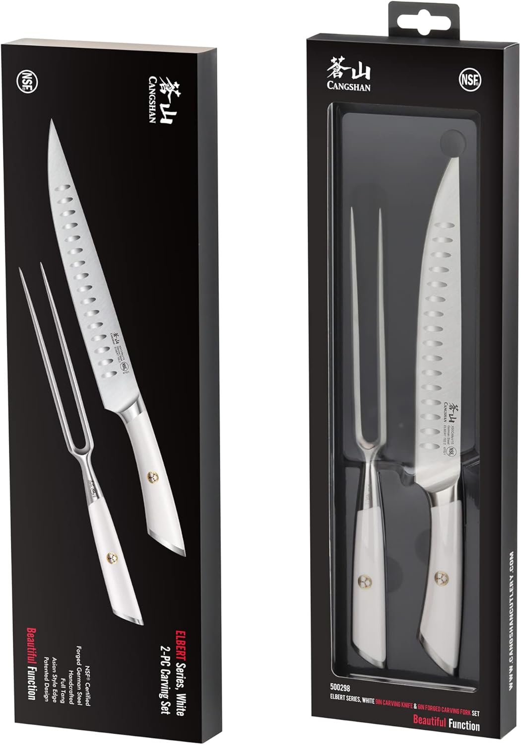 Cangshan ELBERT Series German Steel Forged 2-Piece Carving Set (White)