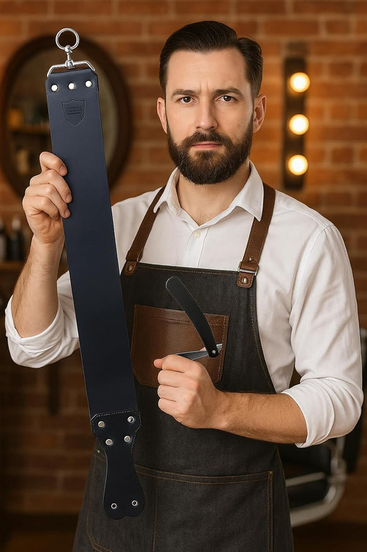 Parker Handmade Latigo Leather Strop for Straight Razor & Knife Sharpening – USA Made, Paddle Handle w/Brass Chicago Screws, Twin Canvas & Leather Straps (3″ × 27″) (RED)