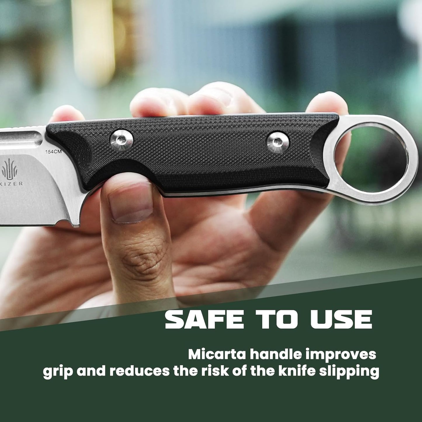 Kizer Cabox Fixed Blade Knife, 3.36" D2 Steel Fixed Blade Hunting Knife G10 Handle with Sheath, Survival Camping Knives 1048A3