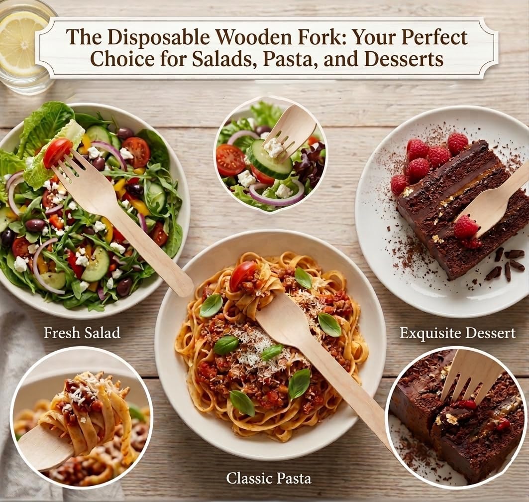 200 Disposable Knives - 6.5 Inch Long Wooden Cutlery - Biodegradable Silverware for Catering Formal Events, Parties, Picnics, Camping, Travel, Weddings, and Other Occasions