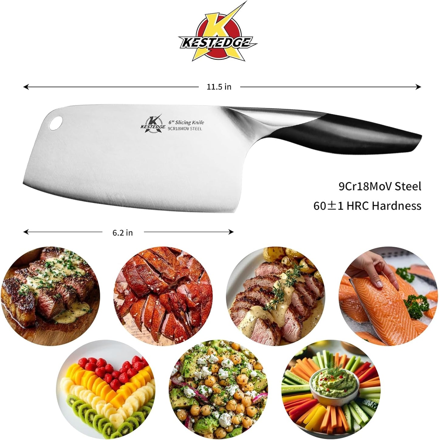 6-Inch Meat Cleaver Butcher Knife – 1.2 lbs Lightweight Chinese Cleaver for Small Hands, Seniors & Women – Sharp 9Cr18MoV Vegetable Cleaver for BBQ, Bones & Home Kitchen