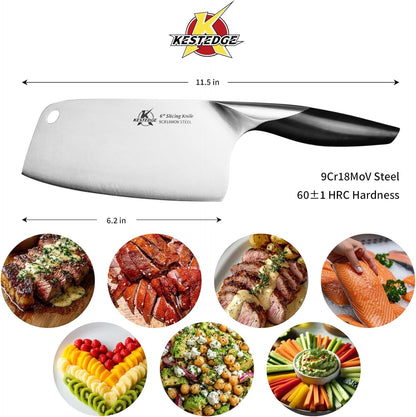 6-Inch Meat Cleaver Butcher Knife – 1.2 lbs Lightweight Chinese Cleaver for Small Hands, Seniors & Women – Sharp 9Cr18MoV Vegetable Cleaver for BBQ, Bones & Home Kitchen