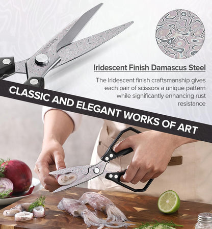 XINZUO Sandvik 14C28N Stainless Steel Multi-Purpose Kitchen Shear,Heavy Duty Kitchen Food Scissors For (Meat/Herbs/Poultry),With Silver Aluminum Alloy Handle