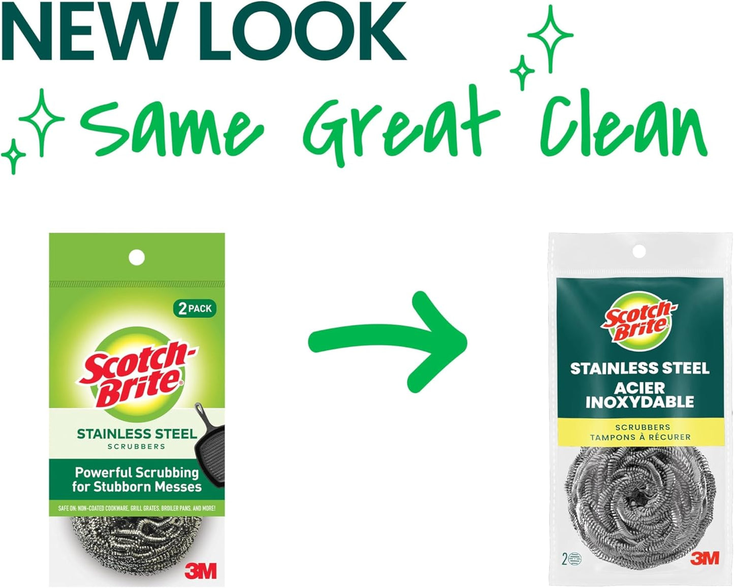 Scotch-Brite Stainless Steel Scrubbers, Scouring Pads for Cleaning Tough Baked-On Messes, Metal Scrubbers for Cleaning Dishes, 3 Scrub Pads