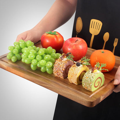 Solid Acacia Wood Cutting Boards for Kitchen Decor Wooden Charcuterie Board Meat Cheese Boards Butcher Block Pizza Bread Serving Board Hardwood Chopping Board Non Toxic Teak Small Cutting Boards