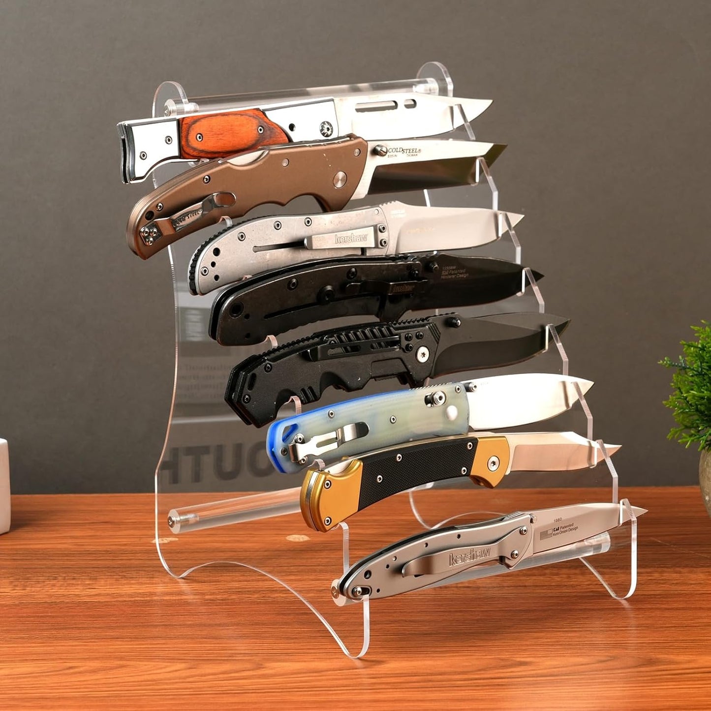 Knife Block, Wood Fixed Blade Knife Collection Display Stand Holder, Knife Holder Knife Wooden Display Case for Fixed Knife Series Display, Maximum 8 Knives