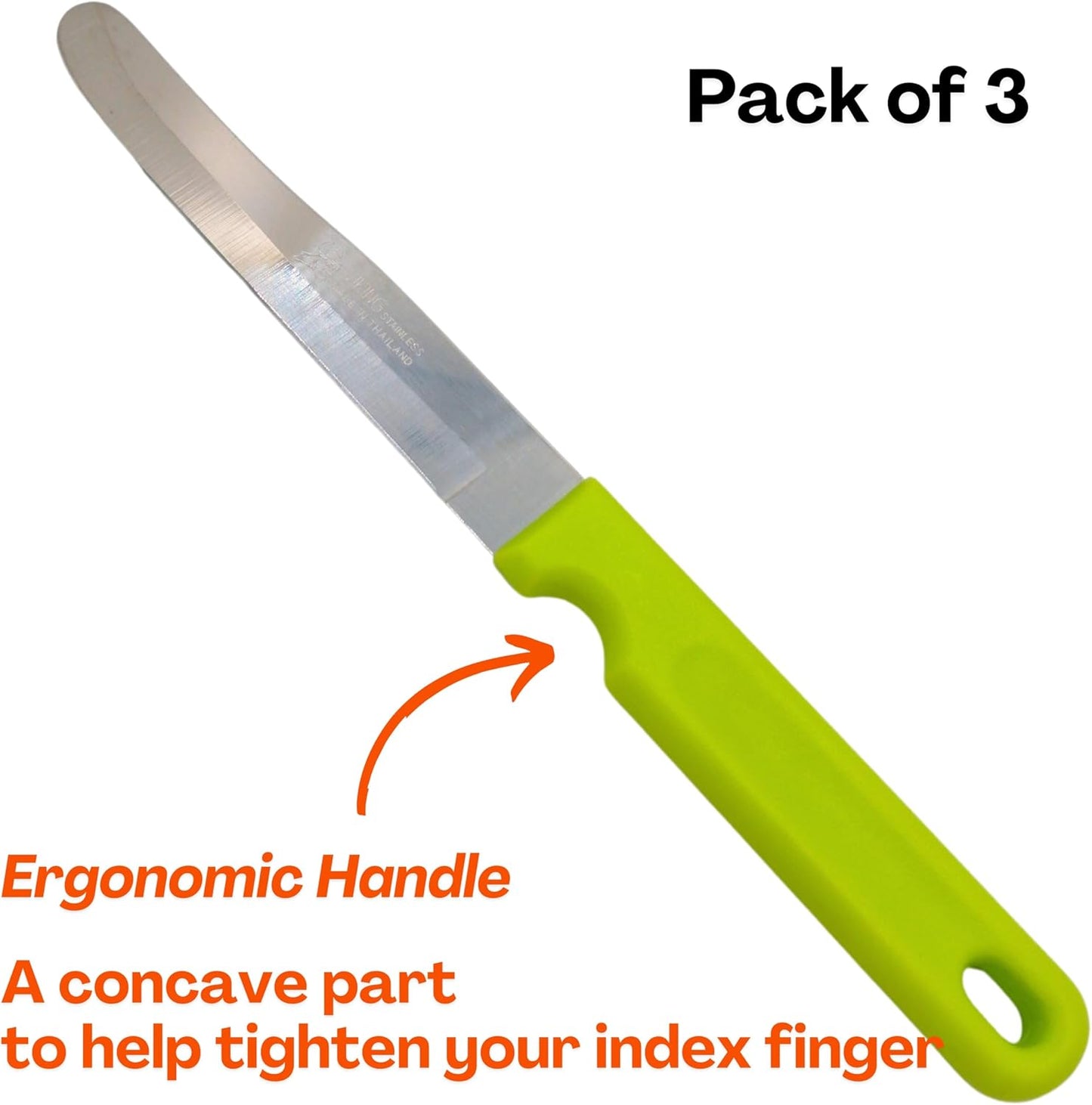 Round Tip Knife, Blunt Knife, Rounded Tip Knives for Cutting Fruit and Vegetable, Smooth Sharp Blade, Safety Knifes (Yellow)