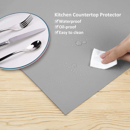 Silicone Mats for Kitchen Counter Thicker Extra Large Heat Resistant Mats Countertop Protector Liners for Bottom of Oven Air Fryer Coffee Maker, 24" x 16" x 2 mm, Translucent