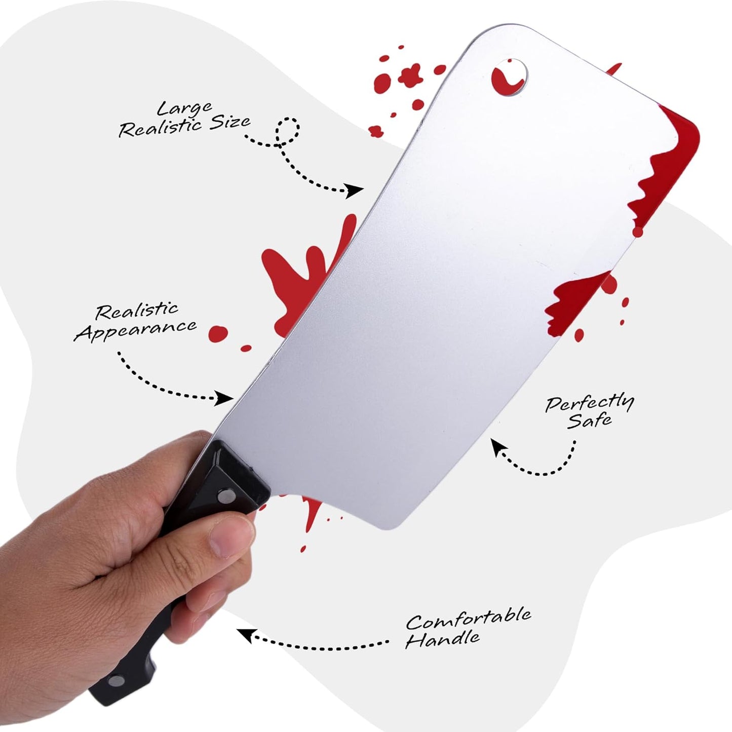 ArtCreativity Fake Bloody Knife Set for Halloween - Bloody Knife Prop Set with Meat Cleaver and Kitchen Knife - Two Highly Detailed Plastic Knives for Halloween Costumes - Toy Knife Set with Blood
