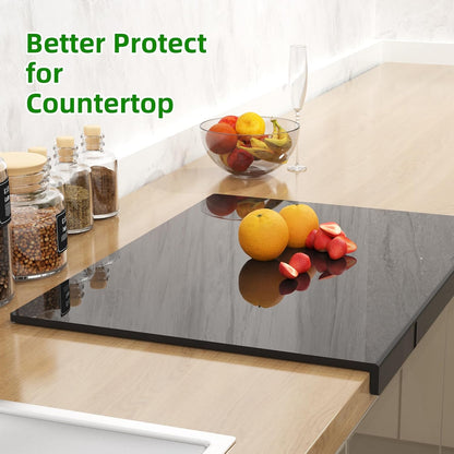 SWSKR Acrylic Cutting Board with Counter Lip,17.5"x13.5" Clear Cutting Board for Kitchen Countertop,Non-Slip,60% Thicker,Perfect for Bread,Meat,Veggies & More,Great Kitchen Essential Gadgets & Decor