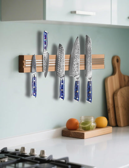 Steak Knives Set of 4, Ultra Sharp Non Serrated Kitchen Steak Knife 5 Inch - Damascus Steel & Resin Handle - Xuan Series (Sapphire Blue)