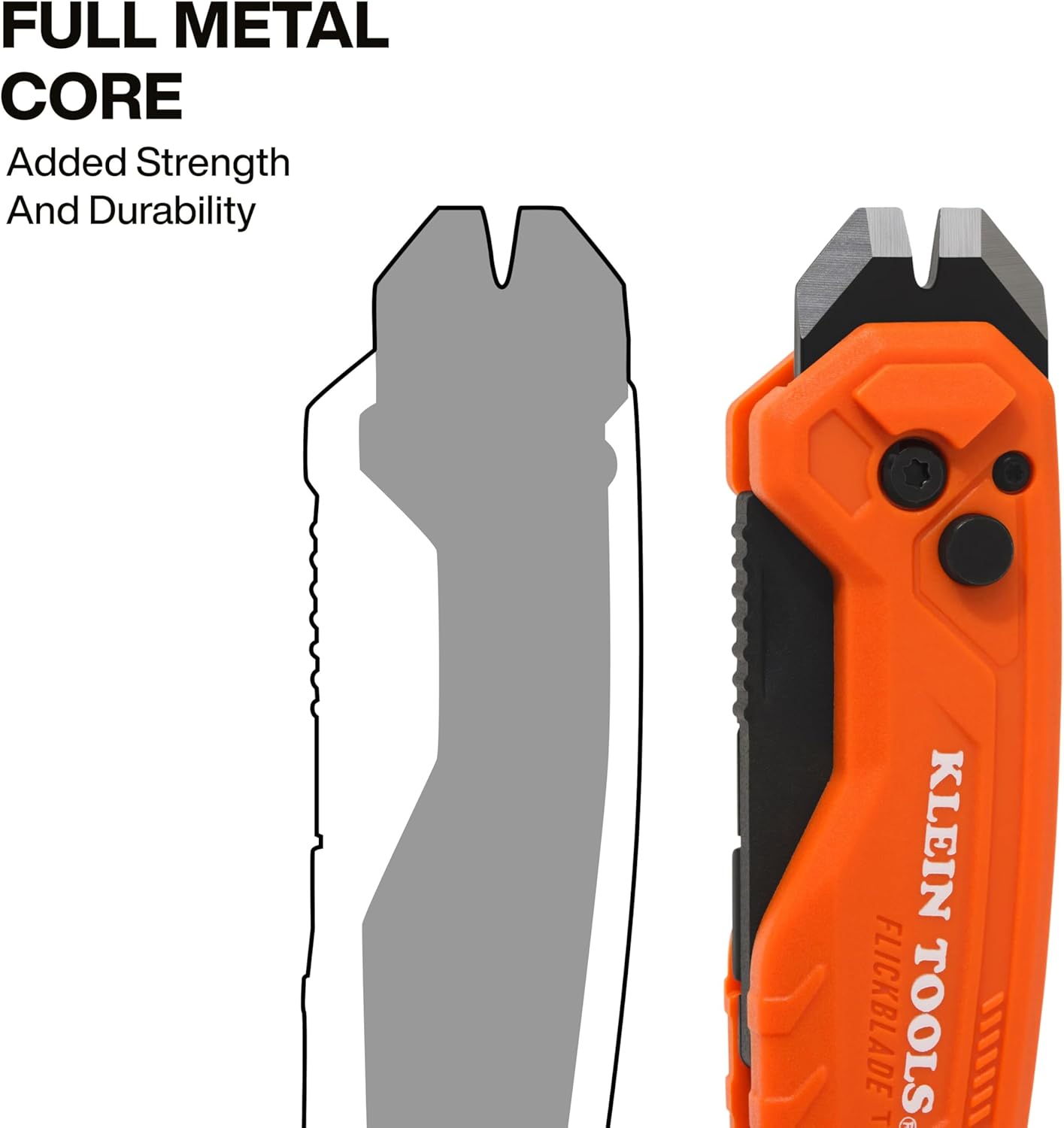 Klein Tools 44306 FLICKBLADE 2-in-1 Folding Utility Knife and Scraper with Built-In Blade Storage, Dual Locking Positions, Includes 3 Triple-Ground Carbon Steel Blades