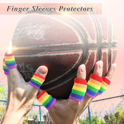 Finger Sleeves Protectors, 10Pcs Sport Finger Sleeves Elastic Thumb Brace Support for Basketball Golf Premium Fingers Sleeve for Arthritis Perfect for Relieving Pain (10PCS black set)